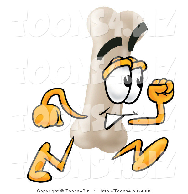 Illustration of a Bone Mascot Running