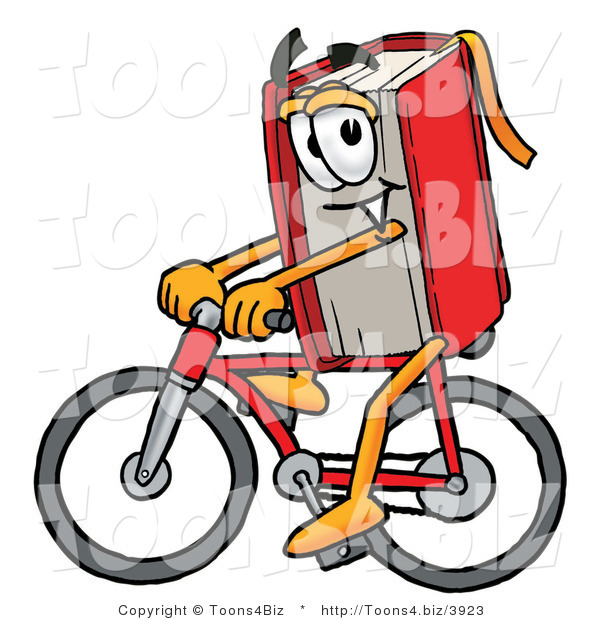 Illustration of a Book Mascot Riding a Bicycle