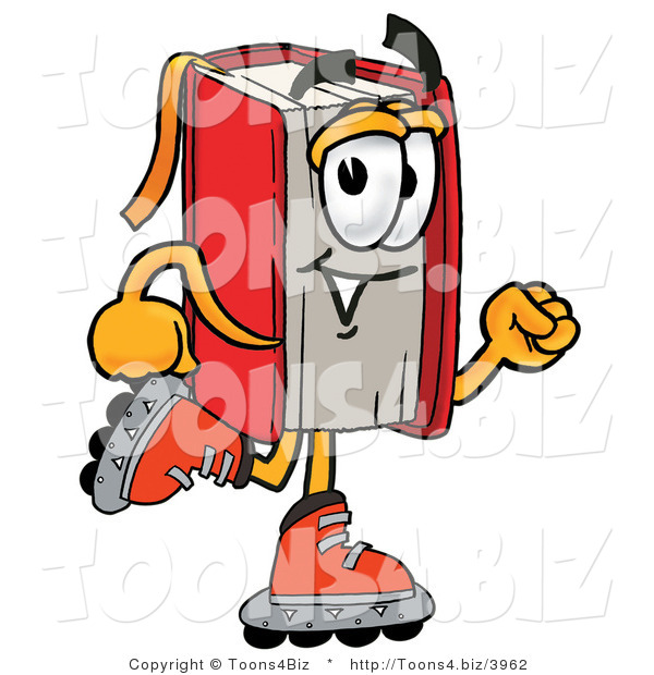 Illustration of a Book Mascot Roller Blading on Inline Skates