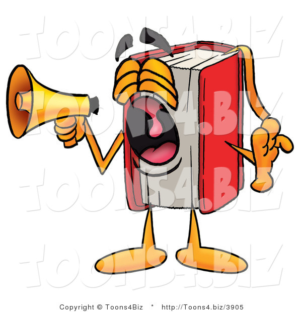 Illustration of a Book Mascot Screaming into a Megaphone