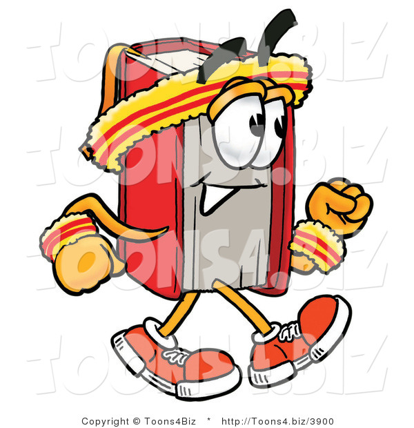 Illustration of a Book Mascot Speed Walking or Jogging