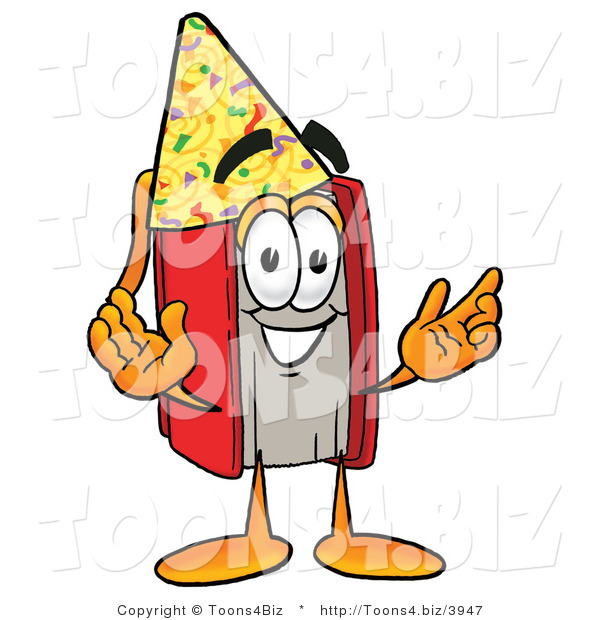 Illustration of a Book Mascot Wearing a Birthday Party Hat