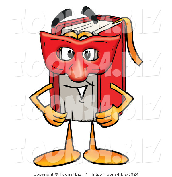 Illustration of a Book Mascot Wearing a Red Mask over His Face