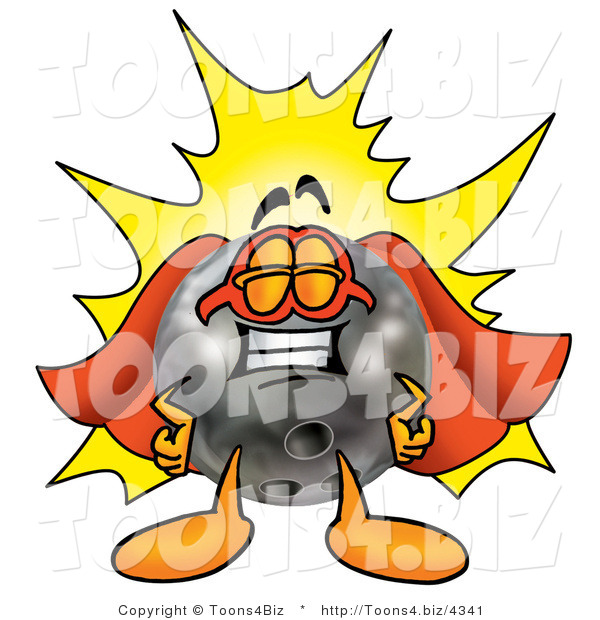 Illustration of a Bowling Ball Mascot Dressed As a Super Hero