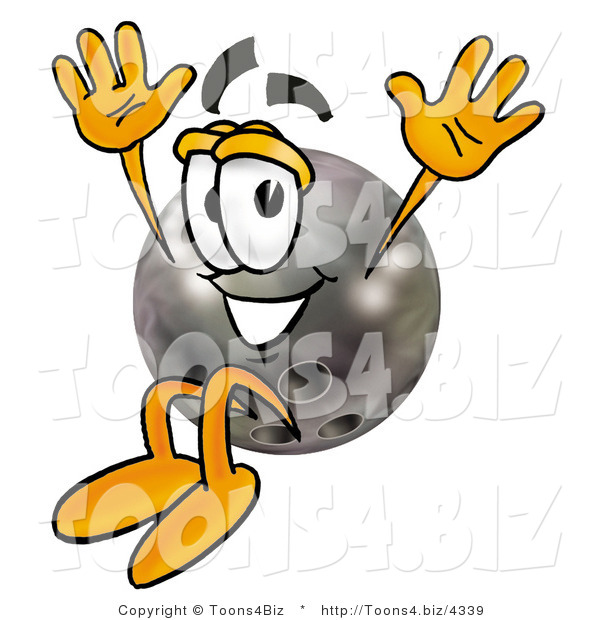 Illustration of a Bowling Ball Mascot Jumping