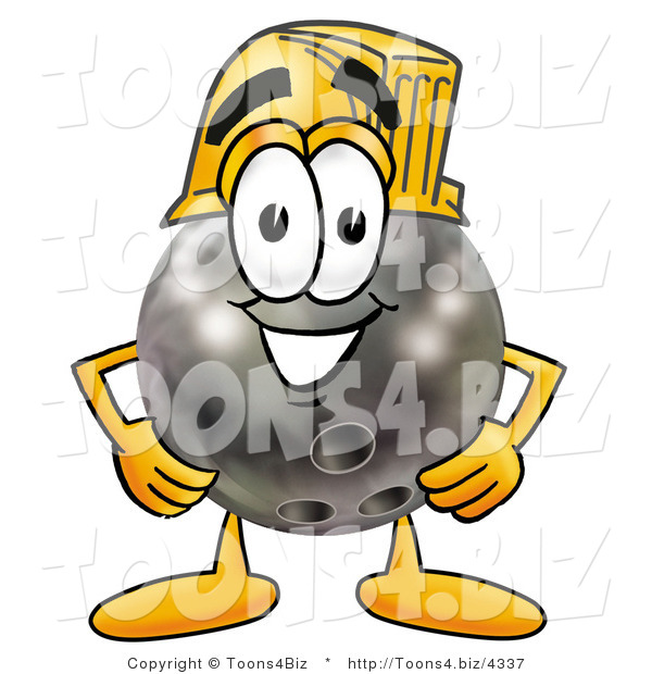 Illustration of a Bowling Ball Mascot Wearing a Helmet
