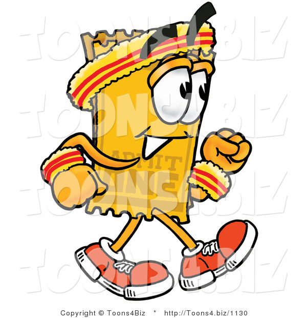 Illustration of a Cartoon Admission Ticket Mascot Speed Walking or Jogging