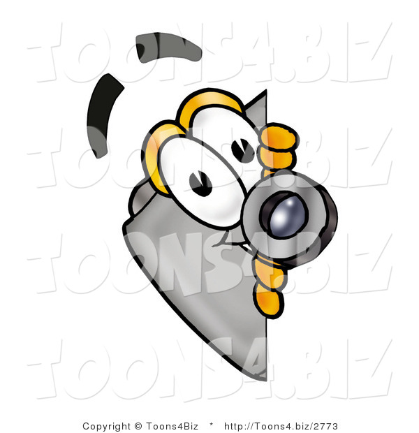 Illustration of a Cartoon Camera Mascot Peeking Around a Corner