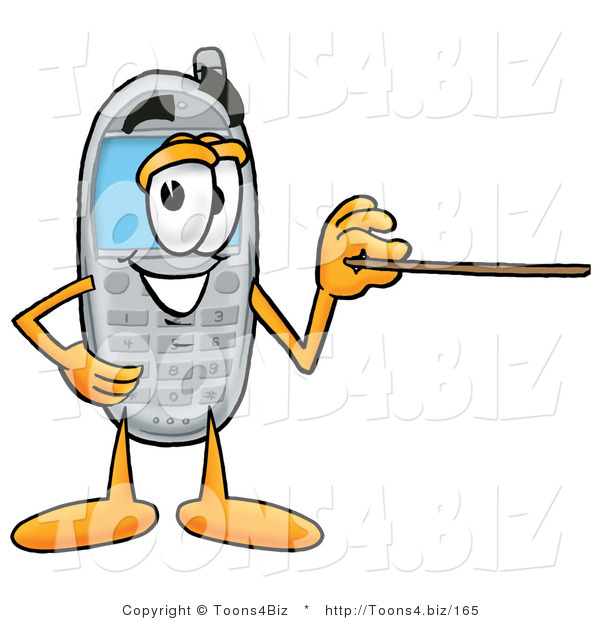 Illustration of a Cartoon Cellphone Mascot Holding a Pointer Stick