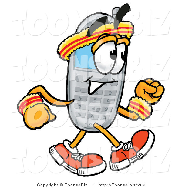 Illustration of a Cartoon Cellphone Mascot Speed Walking or Jogging