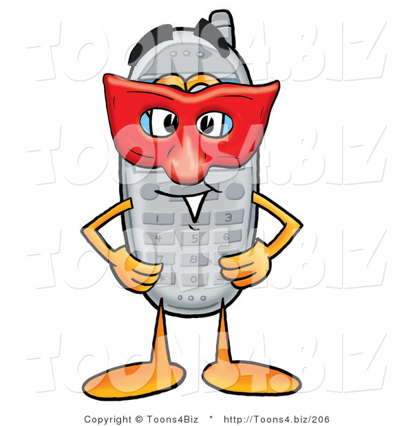 Illustration of a Cartoon Cellphone Mascot Wearing a Red Mask over His Face