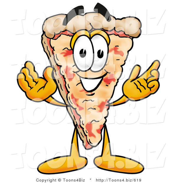 Illustration of a Cartoon Cheese Pizza Mascot with Welcoming Open Arms