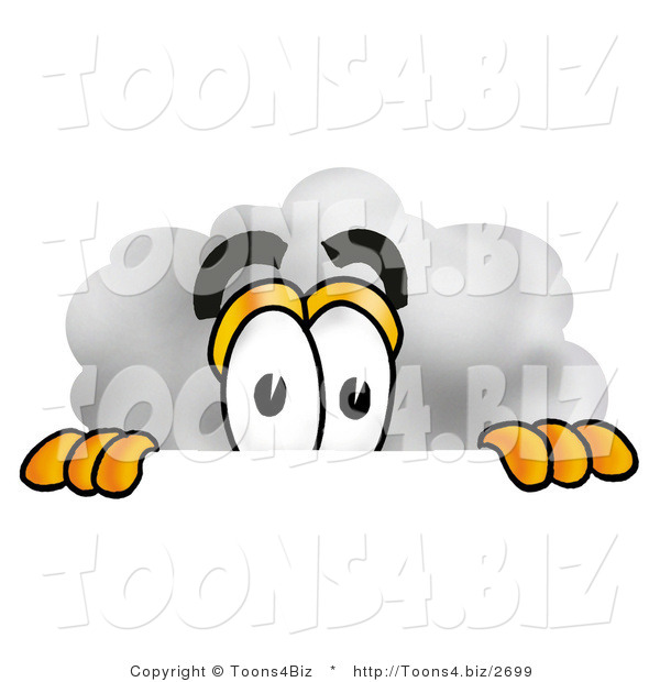 Illustration of a Cartoon Cloud Mascot Peeking over a Surface