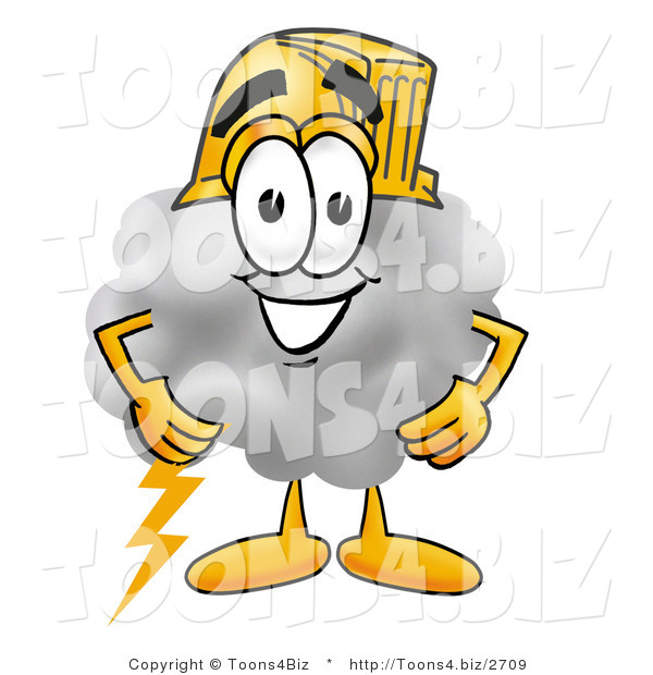 Illustration of a Cartoon Cloud Mascot Wearing a Helmet