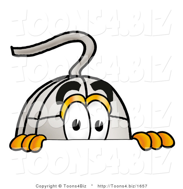 Illustration of a Cartoon Computer Mouse Mascot Peeking over a Surface