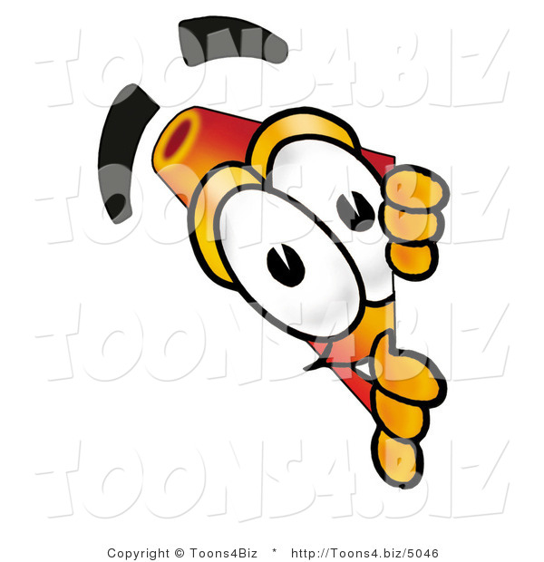 Illustration of a Cartoon Construction Safety Cone Mascot Peeking Around a Corner