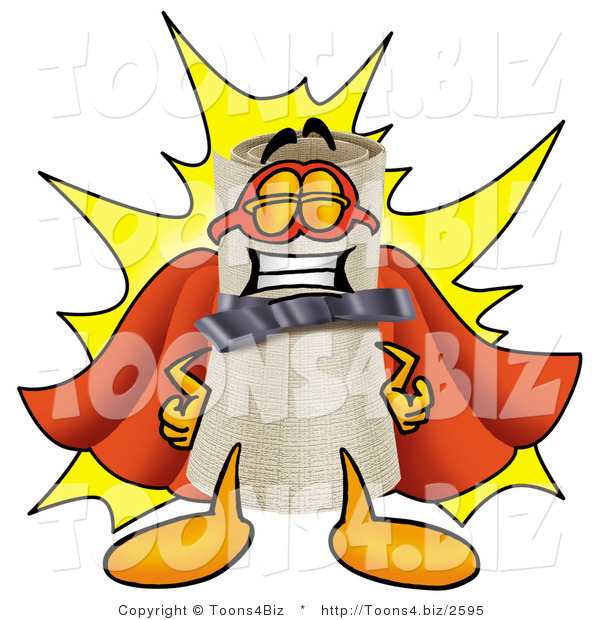Illustration of a Cartoon Diploma Mascot Dressed As a Super Hero