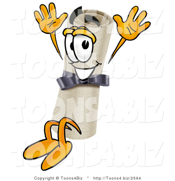 Illustration of a Cartoon Diploma Mascot Jumping