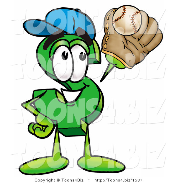 Illustration of a Cartoon Dollar Sign Mascot Catching a Baseball with a Glove