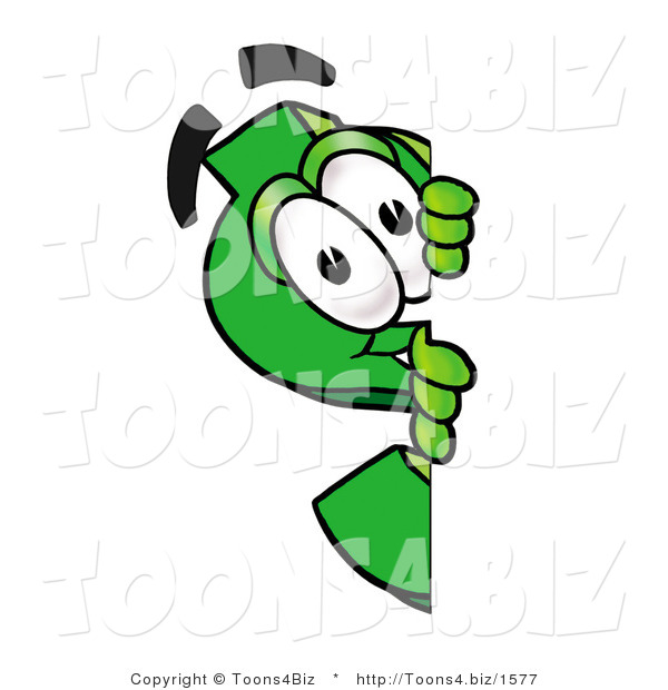 Illustration of a Cartoon Dollar Sign Mascot Peeking Around a Corner