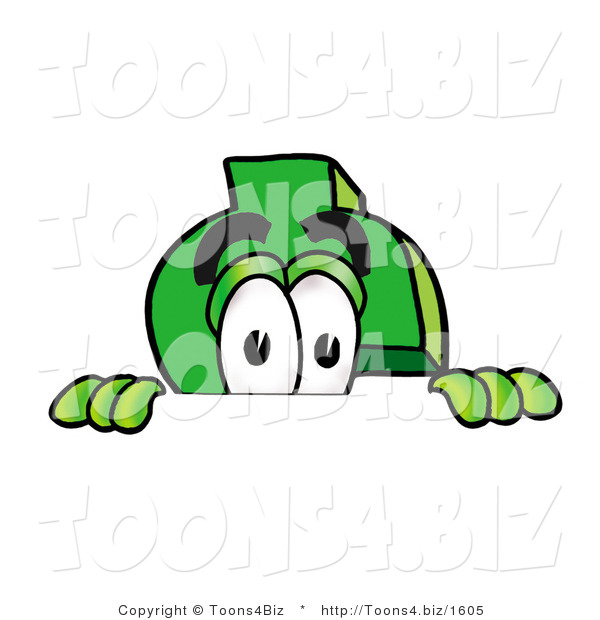 Illustration of a Cartoon Dollar Sign Mascot Peeking over a Surface