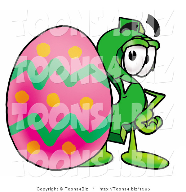Illustration of a Cartoon Dollar Sign Mascot Standing Beside an Easter Egg