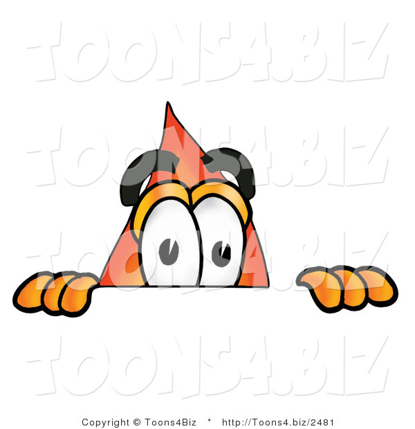 Illustration of a Cartoon Fire Droplet Mascot Peeking over a Surface