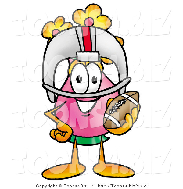 Illustration of a Cartoon Flowers Mascot in a Helmet, Holding a Football