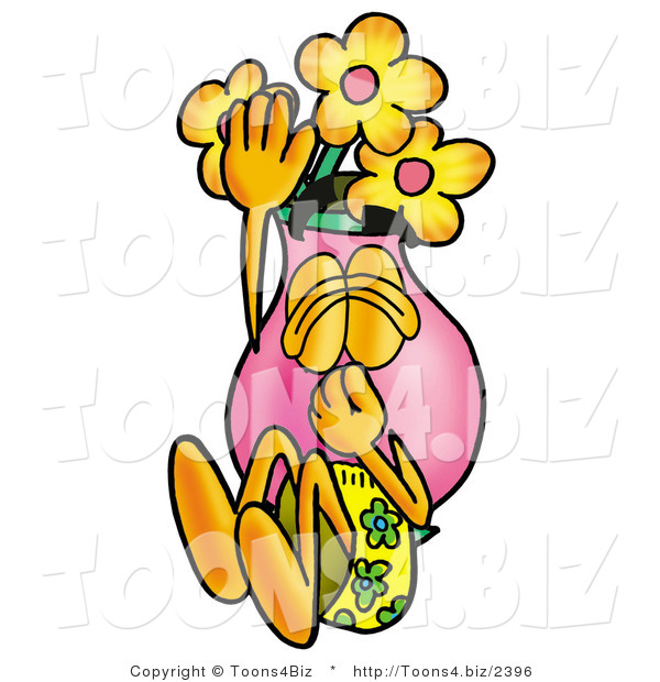 Illustration of a Cartoon Flowers Mascot Plugging His Nose While Jumping into Water