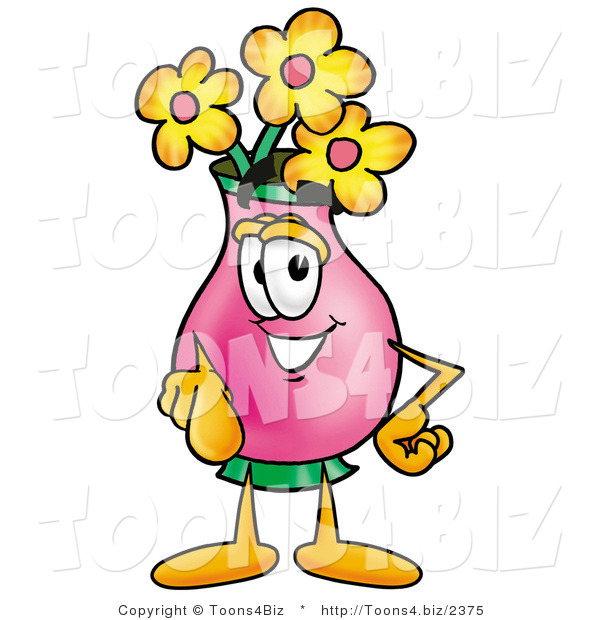 Illustration of a Cartoon Flowers Mascot Pointing at the Viewer