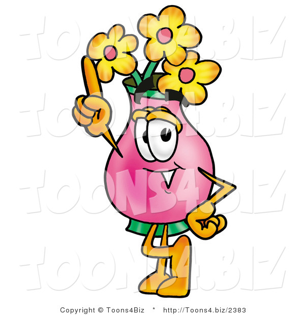 Illustration of a Cartoon Flowers Mascot Pointing Upwards