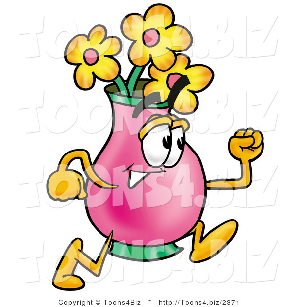 Illustration of a Cartoon Flowers Mascot Running