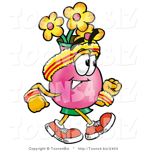 Illustration of a Cartoon Flowers Mascot Speed Walking or Jogging