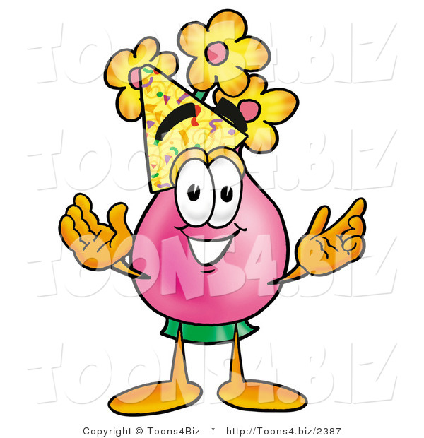 Illustration of a Cartoon Flowers Mascot Wearing a Birthday Party Hat