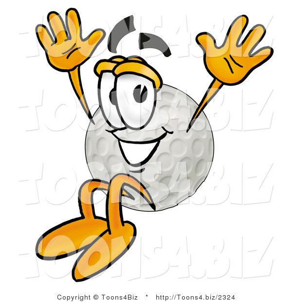 Illustration of a Cartoon Golf Ball Mascot Jumping