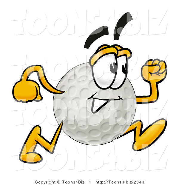Illustration of a Cartoon Golf Ball Mascot Running