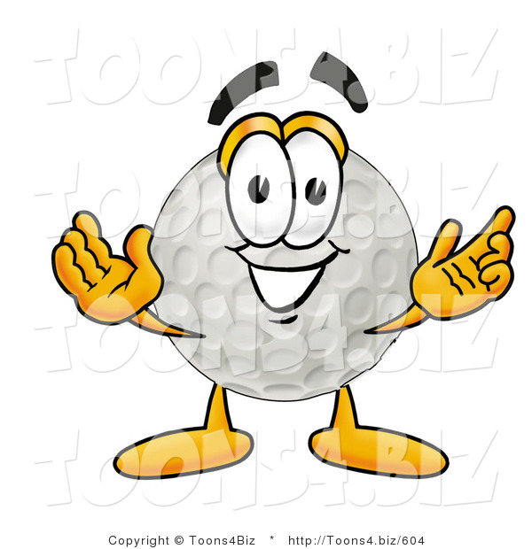 Illustration of a Cartoon Golf Ball Mascot with Welcoming Open Arms