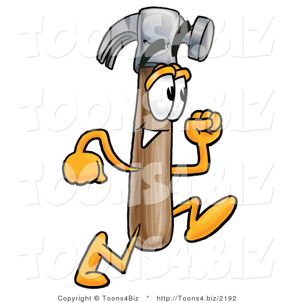 Illustration of a Cartoon Hammer Mascot Running