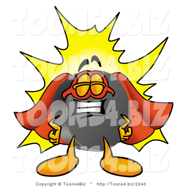 Illustration of a Cartoon Hockey Puck Mascot Dressed As a Super Hero