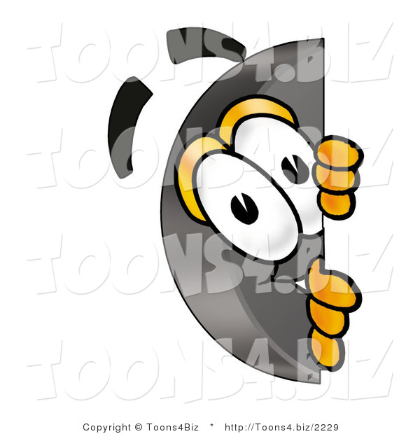 Illustration of a Cartoon Hockey Puck Mascot Peeking Around a Corner