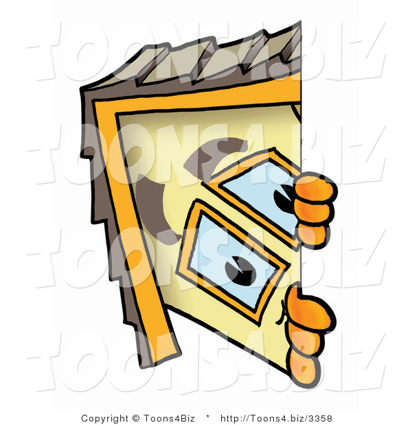 Illustration of a Cartoon House Mascot Peeking Around a Corner