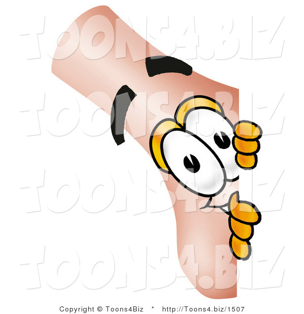 Illustration of a Cartoon Human Nose Mascot Peeking Around a Corner