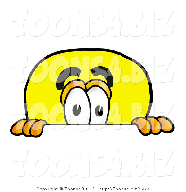 Illustration of a Cartoon Light Bulb Mascot Peeking over a Surface