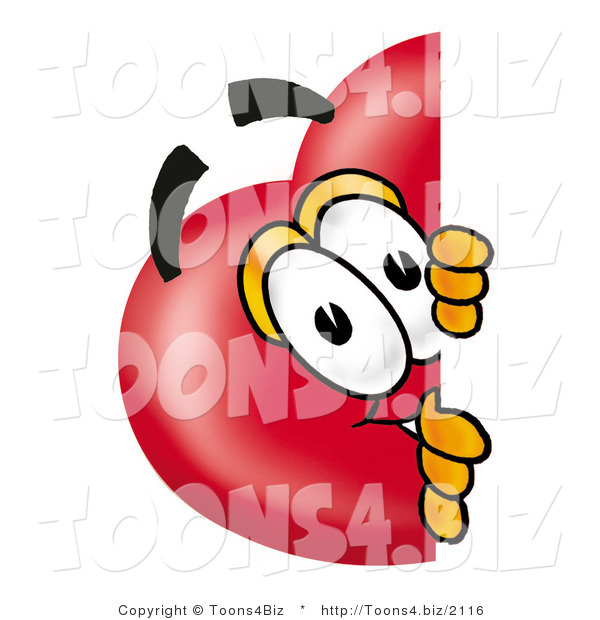 Illustration of a Cartoon Love Heart Mascot Peeking Around a Corner