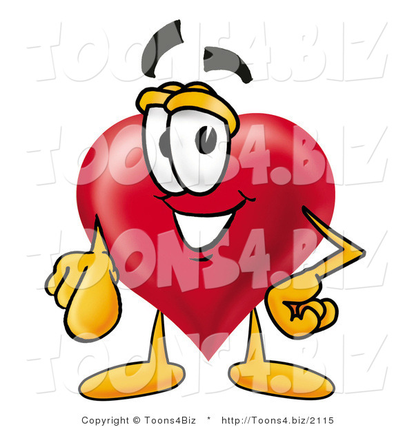 Illustration of a Cartoon Love Heart Mascot Pointing at the Viewer