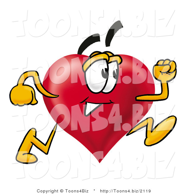 Illustration of a Cartoon Love Heart Mascot Running