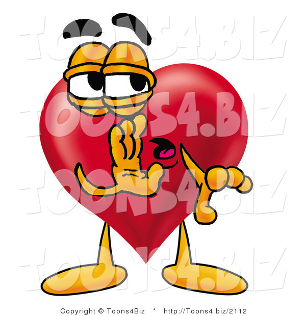 Illustration of a Cartoon Love Heart Mascot Whispering and Gossiping
