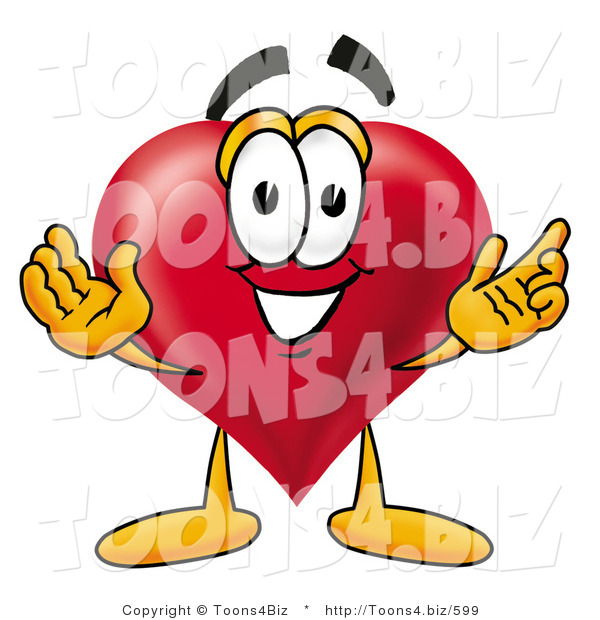 Illustration of a Cartoon Love Heart Mascot with Welcoming Open Arms