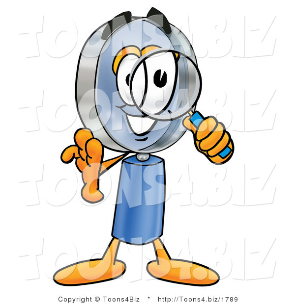 Illustration of a Cartoon Magnifying Glass Mascot Looking Through a Magnifying Glass
