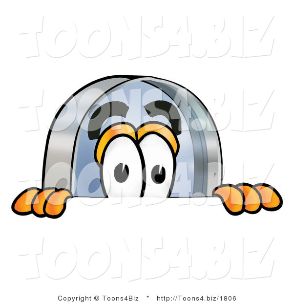 Illustration of a Cartoon Magnifying Glass Mascot Peeking over a Surface